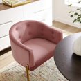 thumbnail image 4 of Tufted Accent Chair, Velvet, Metal Steel, Pink, Modern Contemporary Urban Design, Living Lounge Room Hotel Lobby Hospitality, 4 of 8