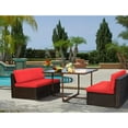 thumbnail image 2 of Vineego 5 Pieces Patio Dining Sets Outdoor Conversation Sets Wicker Patio Sectional Sofa with Tempered Glass Table(Red), 2 of 8