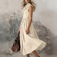 thumbnail image 3 of qolati Church Dresses for Women Sleeveless Lapel Collared Long Maxi Dresses Casual Empire Waisted Button Down Shirt Dress Summer Beach Dresses S-3XL, 3 of 6