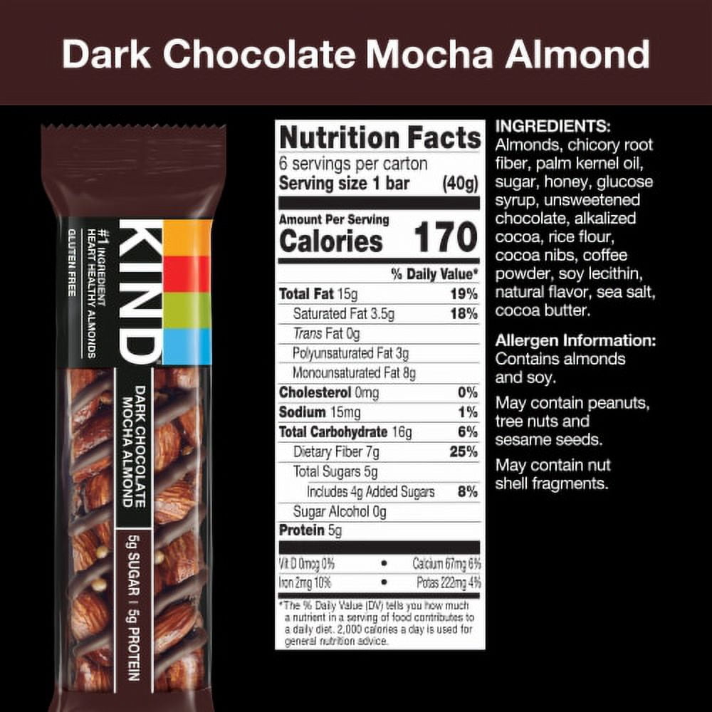2X-KIND Gluten Free Dark Chocolate Mocha Almond Healthy Snack Bars - 1.4 oz - 6 ct