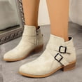thumbnail image 4 of Beige Female Everyday Short Boots Featuring Zipper Closure Pointed Toe Low Heel Design For Comfortable Wear, 4 of 9
