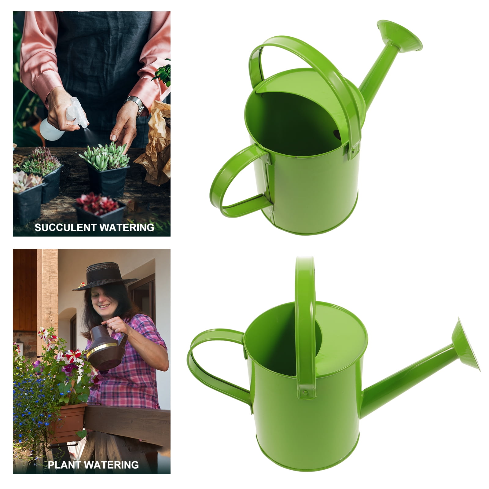 HOOWIFFY 3-Piece Lightweight Green Watering Can Set with Spout for Indoor and Outdoor Garden, Home Plant Care