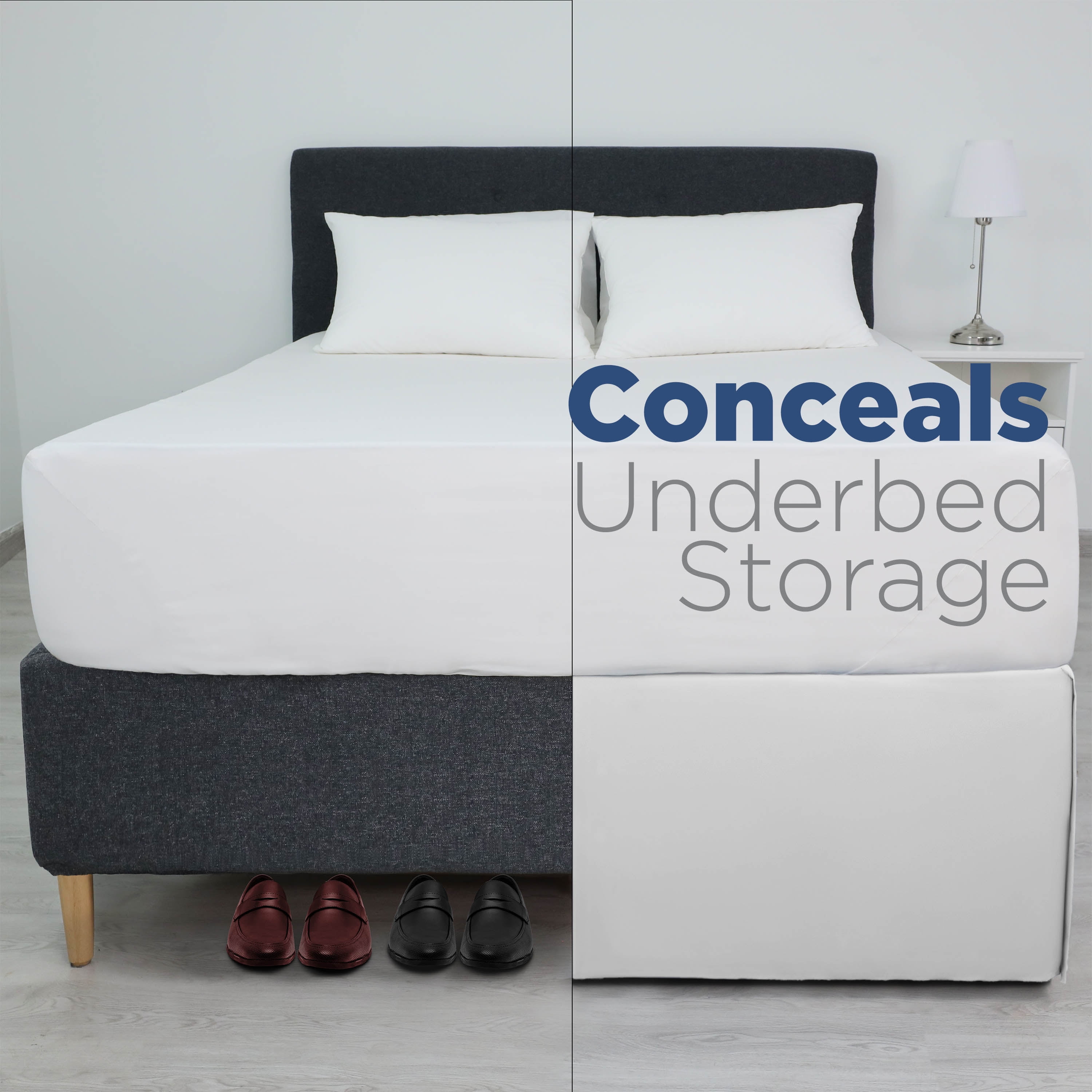 Martex Queen Bed Skirt | Pleated Microfiber | 21" Drop Easy Fit | White