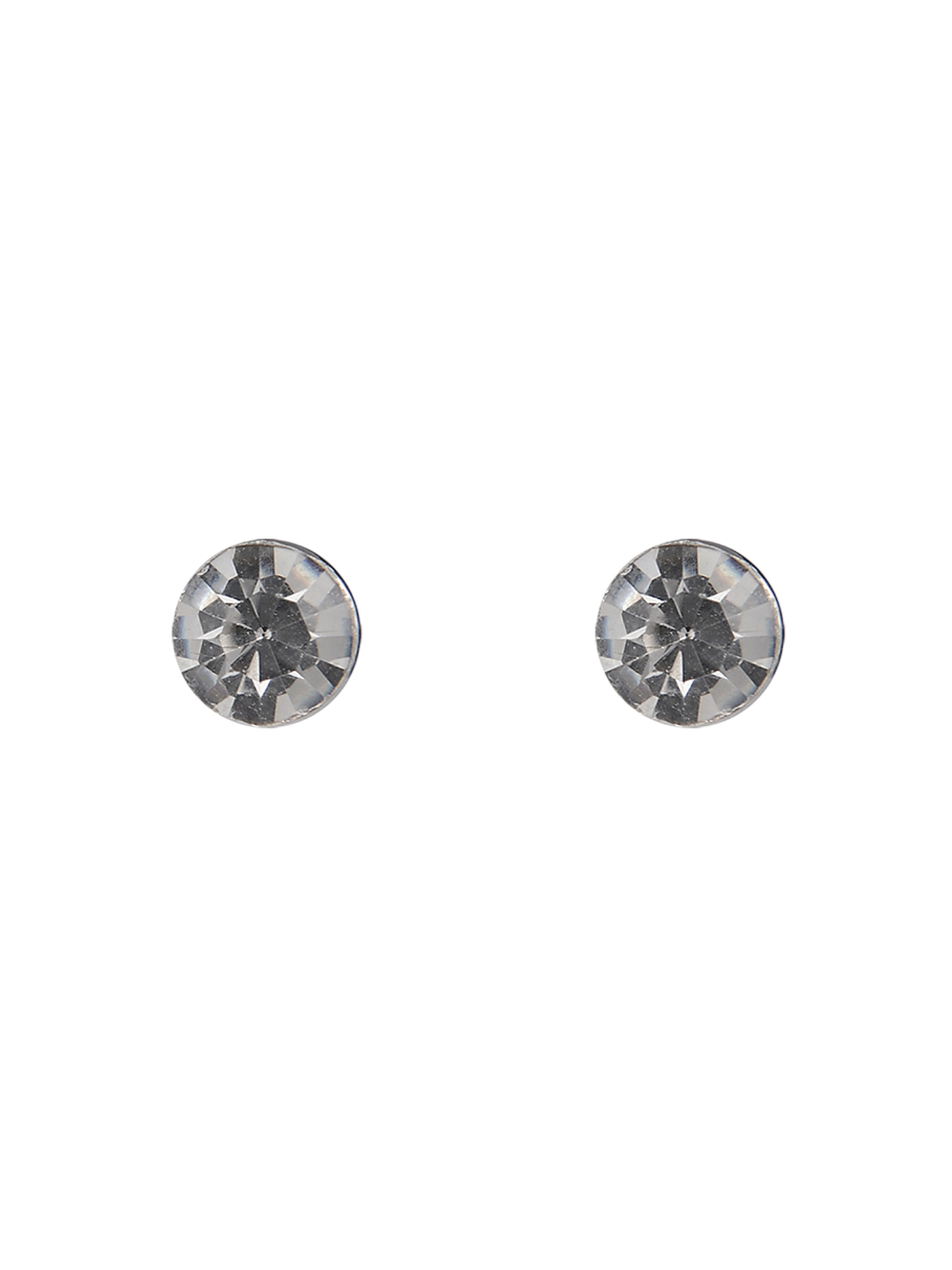 Time and Tru Silvertone 3-On Crystal Stud, Hoop, Initial "R" Earring Set
