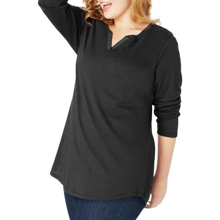 V-neck Vintage Tunic - Women's Plus Size Lightweight Split V-neck Tunic