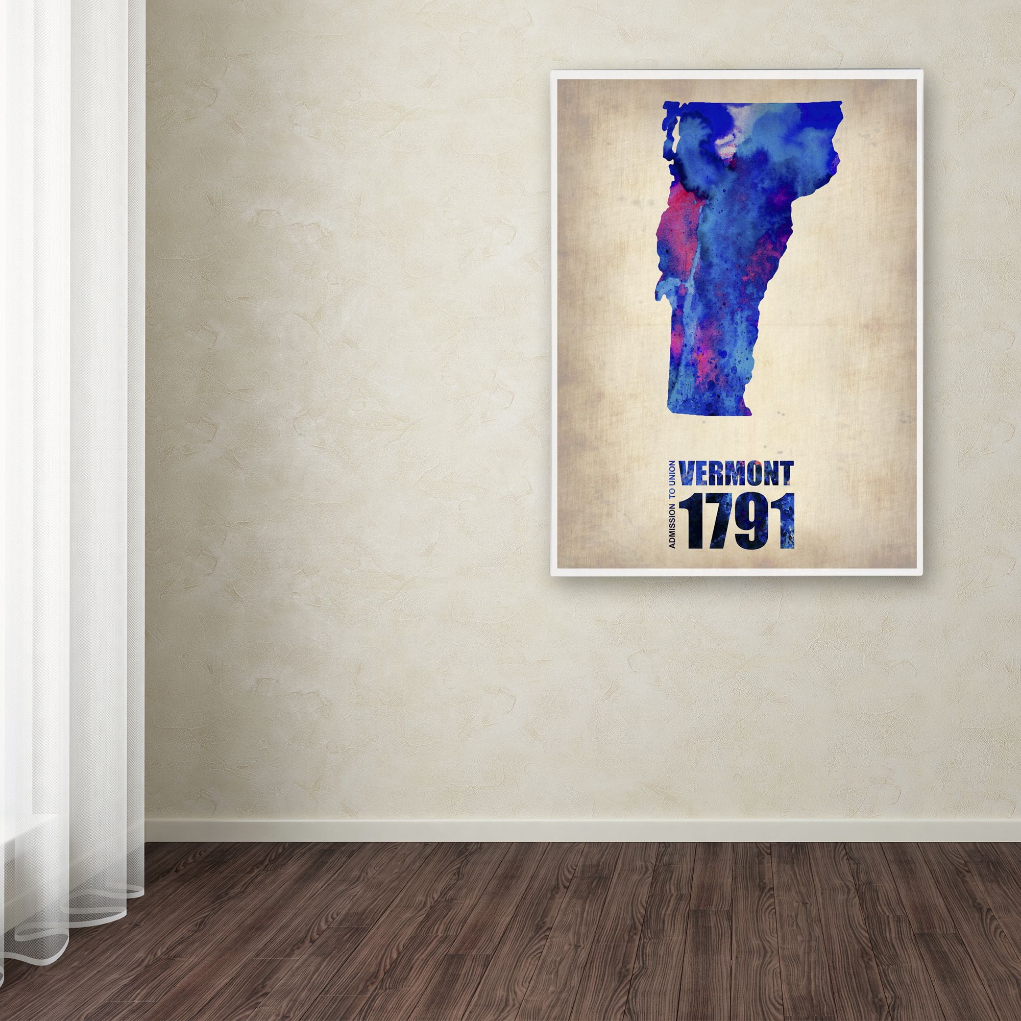 Trademark Fine Art "Vermont Watercolor Map" Canvas Art by Naxart
