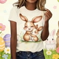 thumbnail image 2 of Ladies T Shirts Summer Short Sleeve Cotton Crew Neck Shorts Sleeve Tops for Women Easter Print Tunic Top Elegant Comfortable Blouses Lightweight Dressy Casual Basic Tee Shirts for Women Outdoor, 2 of 5