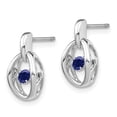 thumbnail image 2 of Auriga Fine Jewelry 925 Sterling Silver Rhodium Created Blue Sapphire Birthstone Vibrant Drop Earrings for Women, 2 of 6