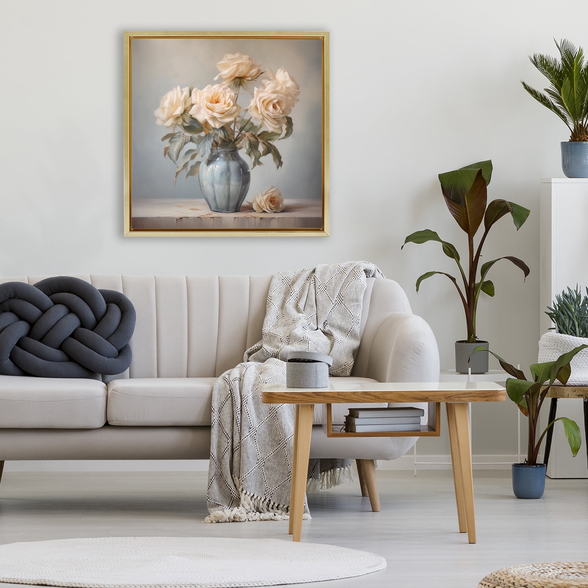 Stupell Industries Vintage Rose Paragon Gold Framed Floater Canvas Wall Art, design by Steve Hunziker