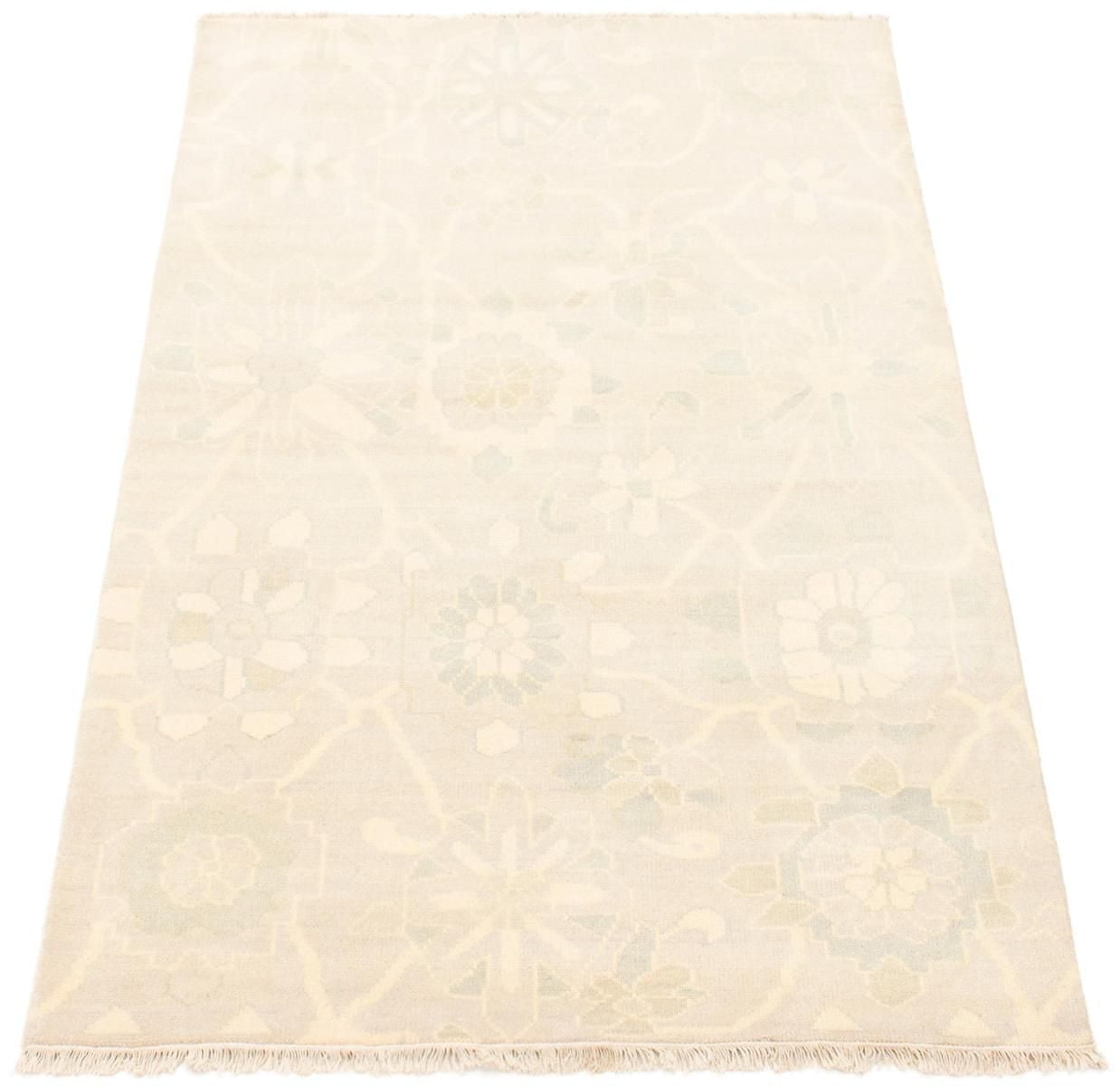 ECARPETGALLERY 5'2" x 7'10"  Floral Finest Oushak Hand-knotted Area Rug for Living Room, Dining Room and Bedroom in Ivory