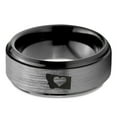 thumbnail image 2 of Tungsten Montana The Treasure State Heart Band Ring 8mm Men Women Comfort Fit Black Step Bevel Edge Brushed Gray Polished, 2 of 4