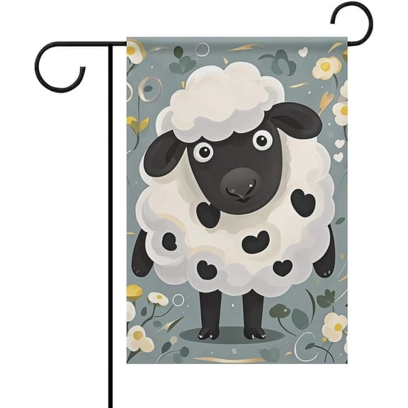 Spring Garden Flag 12x18 Double Sided Weather Resistant Sheep Design with 4 Ties Welcome Outdoor Yard Banner for Patio Lawn Home Decoration