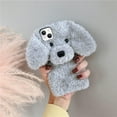 thumbnail image 3 of Compatible with iPhone 13 Mini Case Cute Plush Furry Dog Phone Case for Women Girls Girly 3D Cartoon Kawaii Case Soft TPU Shockproof Protective Cover Gray, 3 of 13