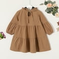 thumbnail image 3 of Happy Town Toddler Baby Girls Dress 6M-4T Fall Winter Long Sleeve Dress Lantern Solid Color Girls Clothes, 3 of 9