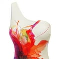 thumbnail image 4 of HOMBOM Womens One Shoulder Swimsuit White Swim Skirt Floral Print 2 Piece Beachwear Bathing Suits for Ladies, 4 of 5