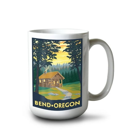 

Lantern Press 15 fl oz Ceramic Mug Bend Oregon Canoe and Lake Dishwasher & Microwave Safe