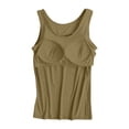 thumbnail image 6 of 1 Piece Built-in Bra Tank Top for Women, Seamless Scoop Neck Cami with Fixed Padding for Sleep & Daily Layering Army Green L, 6 of 7
