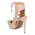 thumbnail image 3 of New Women Wild Diva Valerie-50 Suede Pointy Toe Lace Up Bootie Gladiator Pump Sz, 3 of 6