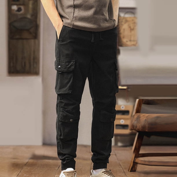 Pantalones largos para hombre, cintura elástica, transpirables, cómodos, suaves, informales, de playa, de poliéster