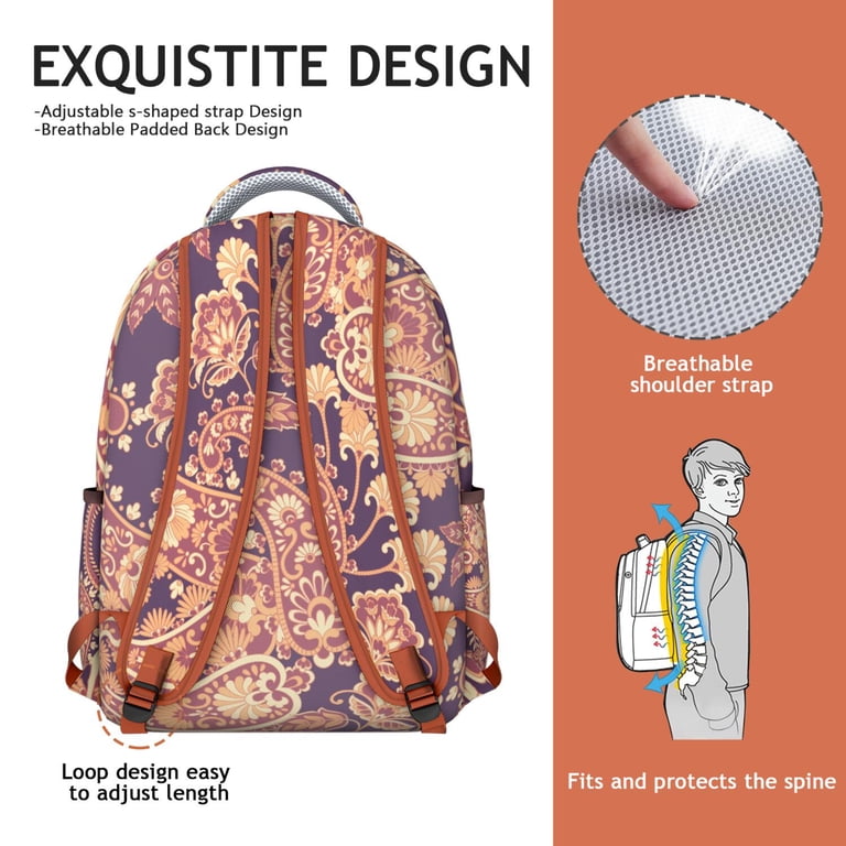 Paisley Print Gift Backpack for Women - Stylish Waterproof  display picture 3