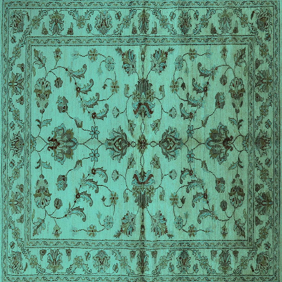 Ahgly Company Indoor Square Oriental Turquoise Blue Traditional Area ...