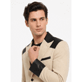 thumbnail image 2 of Tbfashion Blazer for Men Formal Dress Suit Jacket Beige Contrast Trim Business Party Coat, 2 of 3