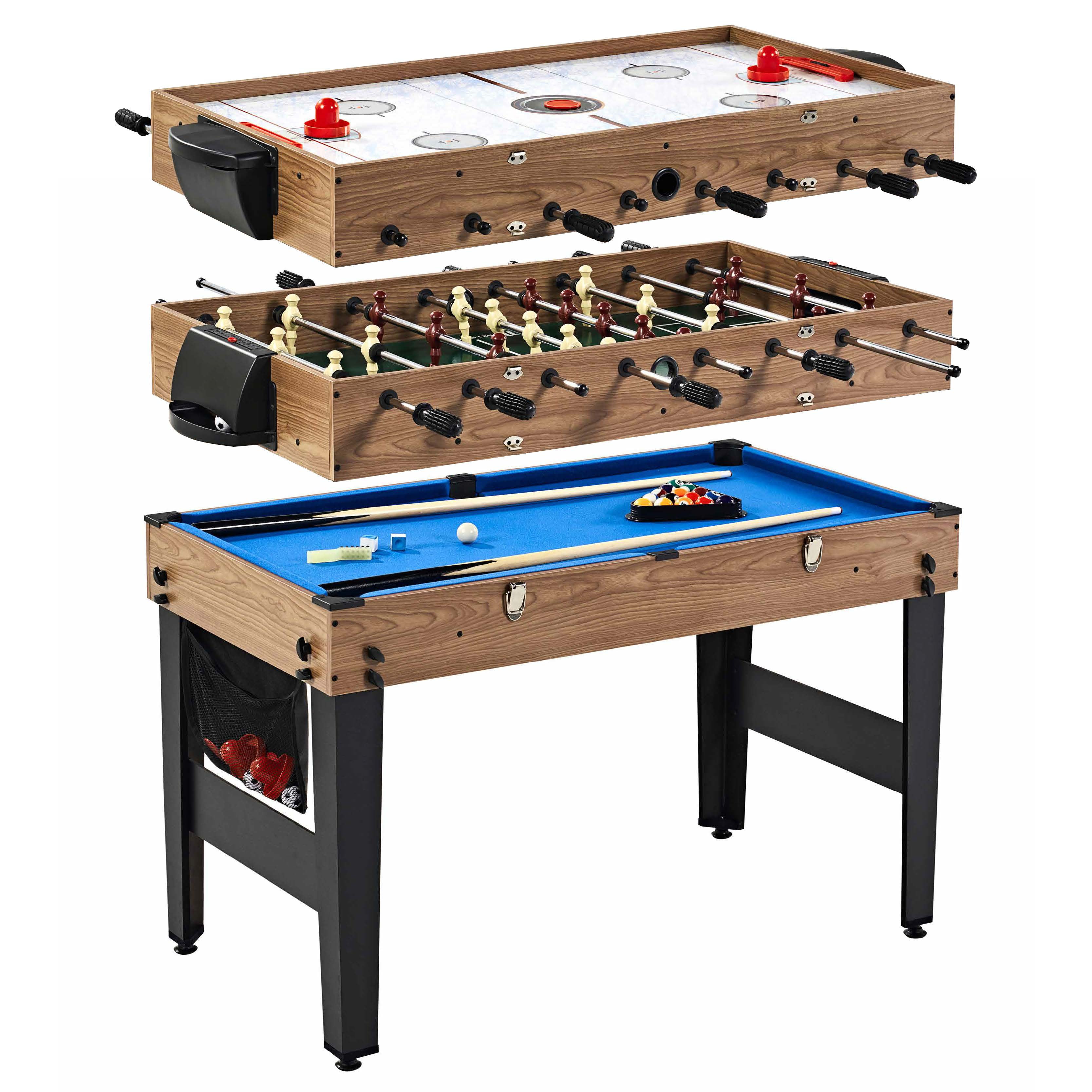 MD Sports 48 Inch 3-In-1 Combo Game Table 3 Games with Billiards Hockey Foosball 