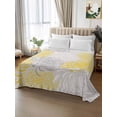 thumbnail image 3 of Twin XL Size Flat Sheet Only, Yellow Grey Chrysanthemum Soft Brushed Microfiber Bed Sheets, Farmhouse Botanical Floral Modern Hotel Quality Breathable Bedding Top Sheet, Easy Care, 66"x102", 3 of 9