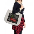 thumbnail image 2 of Fruit Shopping Bag, Ripe Cherries Sketch Style Stem and Leaves Fruit Shop Sign Design on Dark Backdrop, Eco-Friendly Reusable Bag for Groceries Beach and More, 15.5" X 14.5", Cream, by Ambesonne, 2 of 2
