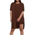 thumbnail image 3 of Shadoumai Women Plus Size 2 Piece Outfits Short Sleeve Tunic Tops and Biker Shorts Sets Tracksuits, 3 of 7