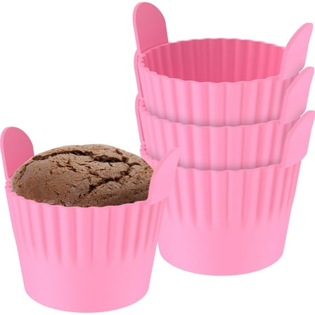 4 Pcs Egg Poacher Silicone Egg Poacher Cups Poached Egg Cooker with Handle Nonstick Egg Cooking Cups Egg Poaching Cup for Microwave or Stovetop Air Fryer, Pink