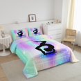 thumbnail image 2 of Space Star Glitter Comforter Set Twin Size, Gymnastics Bedding Set Gymnast Gifts , Gymnastics Lover Bedding Comforter Sets Tie Dye Starry Sky Duvet Insert Rainbow Room Decor, Purple Teal, 2 of 5