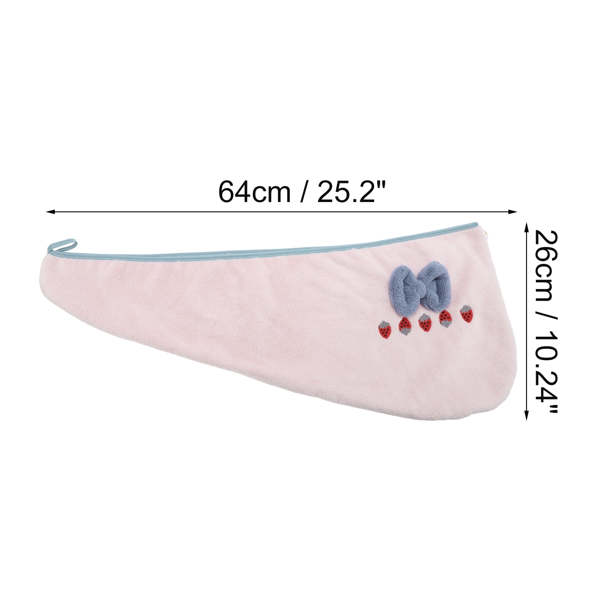 Unique Bargains 1 Pc Women Soft Strawberry Bow Hair Towel Travel Pink