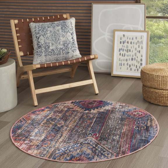 Nourison Home Machine Washable Series 1 4' x Round Multicolor Vintage Indoor Rug