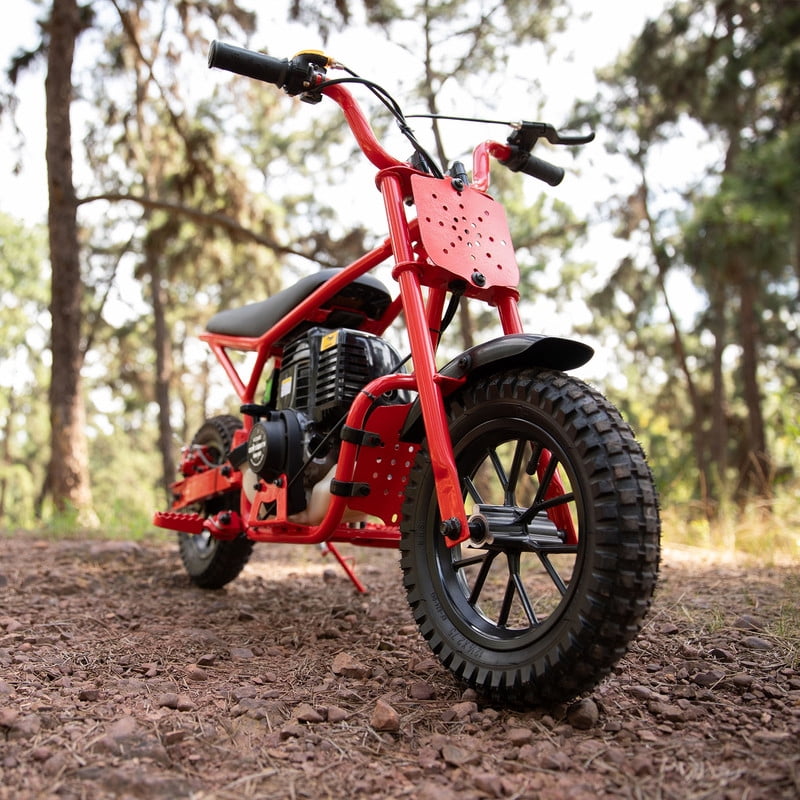 Oryxearth OGM37 Plus Mini Bike Gas Powered, 4-Stroke off Road Bike for Teens, Easy Pull Start, Red