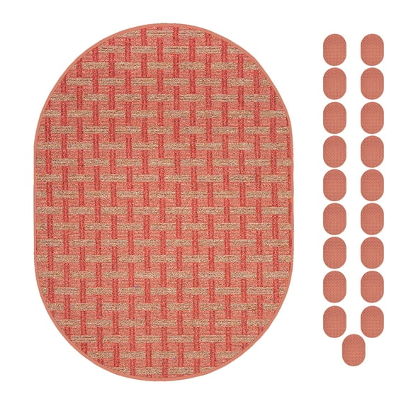 Furnish My Place Union Indoor/Outdoor Commercial Red Color Rug, Pet-Friendly, Home Decor Commercial Rug for Living Room, Bedroom, Wedding, Event, Made in USA, 2' x 4' Oval - Set of 20