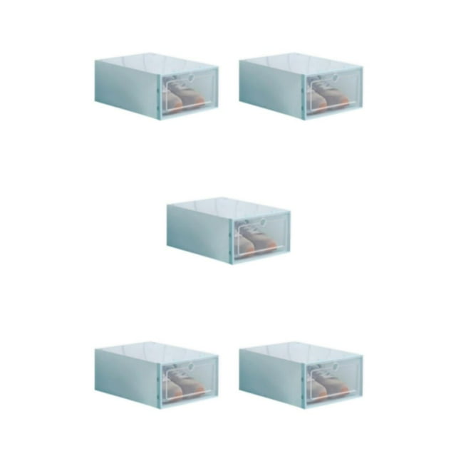 jesticaly Shoes Box Transparent Drawer Case Plastic Shoe Boxes Case Plastic Shoe Stackable Storage Case Organizer light blue 5Set