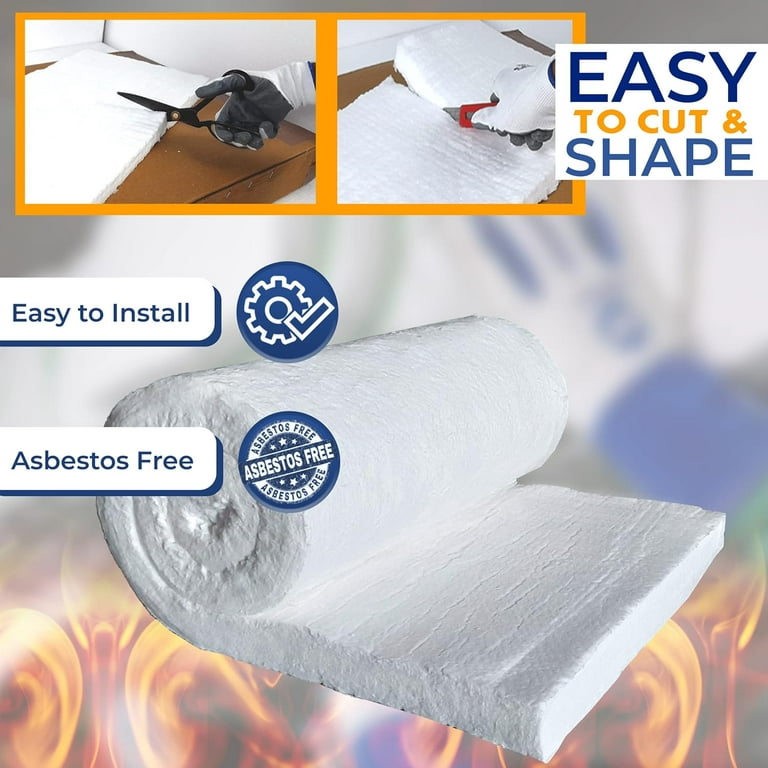 Ceramic Fiber Insulation Blanket - 2 X 24 X 36” - 2400F 8# Density -  Fireproof Insulation Blanket For Forge, Furnace, Kiln, Stove, Fireplace,  Pizza Oven Insulation, Dishwasher Insulation Blanket 