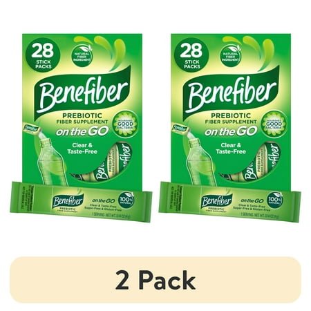 (2 pack) Benefiber On The Go Prebiotic Fiber Powder, Unflavored, 3.92 Oz, 28 Ct