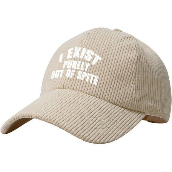 I Exist Purely Out of Spite Corduroy Baseball Cap Vintage Adjustable Women's Men's Trucker Cap for Outdoor Travel