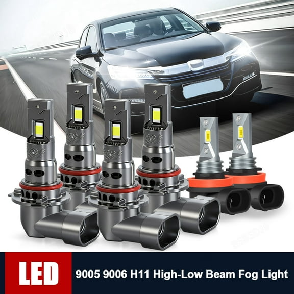 BSBSDJB For Honda Accord 4-Door Sedan 2006-2012 LED Headlight Fog Light Bulbs 6500K White