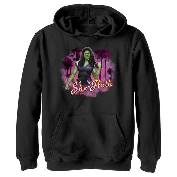 Boy's She-Hulk: Attorney at Law Hero Pose Pull Over Hoodie Black X Large