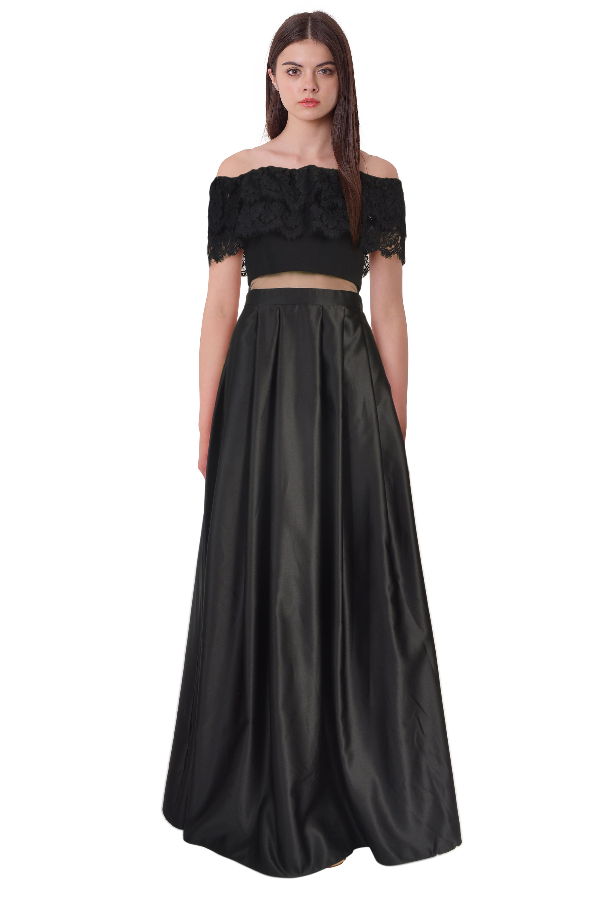 Betsy & Adam - Betsy & Adam Off Shoulder Lace Mesh Inset Evening Gown ...