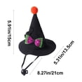 thumbnail image 3 of Pet Halloween Witch Hat, Mini Pointed Dog and Cat Costume with Bow, Spooky Fuzzy Ball Headwear with Chin Strap for Holiday Photos, 3 of 6