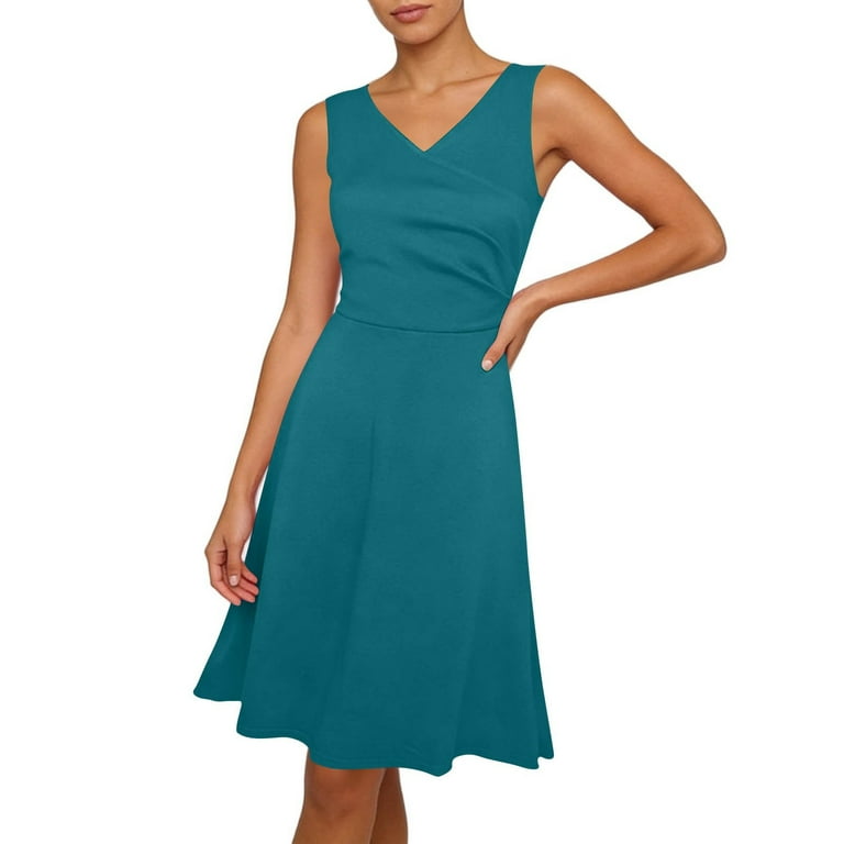 Xdegoge Sleeveless Dress for Women, V Neck A Line Fitted Waist Flared Skirt Dresses, Classic Cocktail Party Or Wedding Guest Outfit, Women's, Size: Xdegoge Sleeveless Dress for Women, V Neck A Line Fitted Waist Flared Skirt Dresses, Classic Cocktail Party Or Wedding Guest Outfit, Women's, Size: