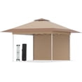 thumbnail image 3 of Bezseller 13x13 Pop Up Gazebo with Shade Cloth, Adjustable Height pergola with 4 SandBag, Khaki, 3 of 10