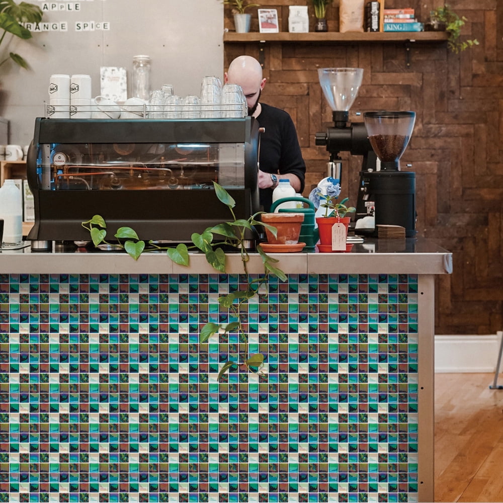 CUH Backsplash Mosaic Tile Stickers 10 PC Set Traditional Style Tiles