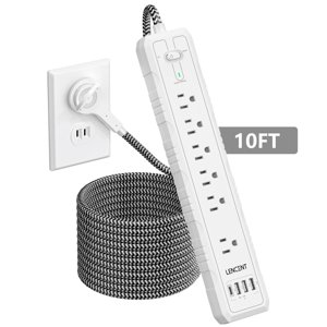 LENCENT 10ft 2-Prong to 3-Prong Power Strip Adapter