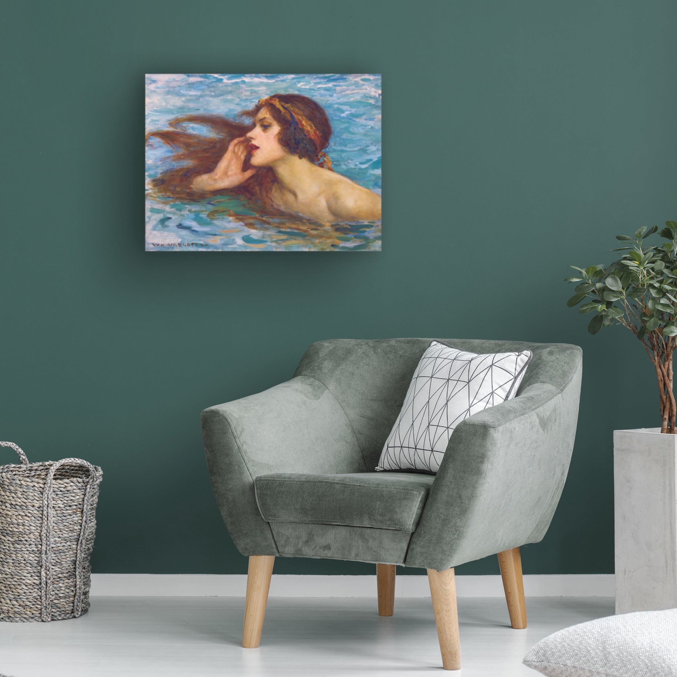 Canvas Wall Art - Vintage Lavoie 'A Little Sea Maiden William Henry Margetson' Wall Art for Living Room, Bedroom, or Office Décor by Trademark Fine Art - 19 x 14 Inches