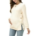 thumbnail image 2 of Yesfashion Women's Cable Knit Maternity Tops Round Neck Long Sleeve Pregnancy Nursing Pullover Sweatshirt Double Split with Buttons, 2 of 7